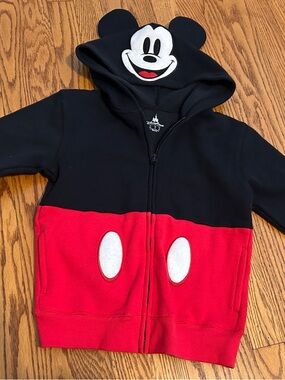 Disney Kids Hooded Zip Jacket in Black & Red with Mickey Face